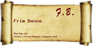 Frim Bence névjegykártya